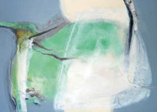 Johannes Reisner, „Grün bricht auf“, 2022, Acryl auf Leinwand, 50 x 70 cm